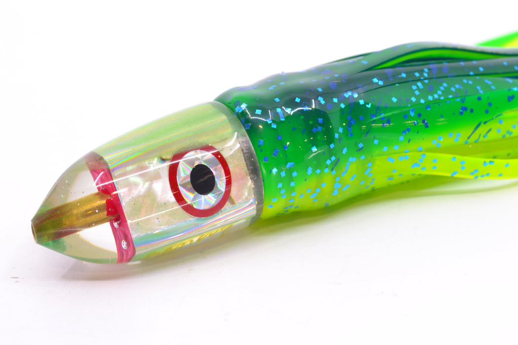 Bomboy Lures White Abalone Light Green Back Baby Bomb 9" 5oz Skirted Mahi