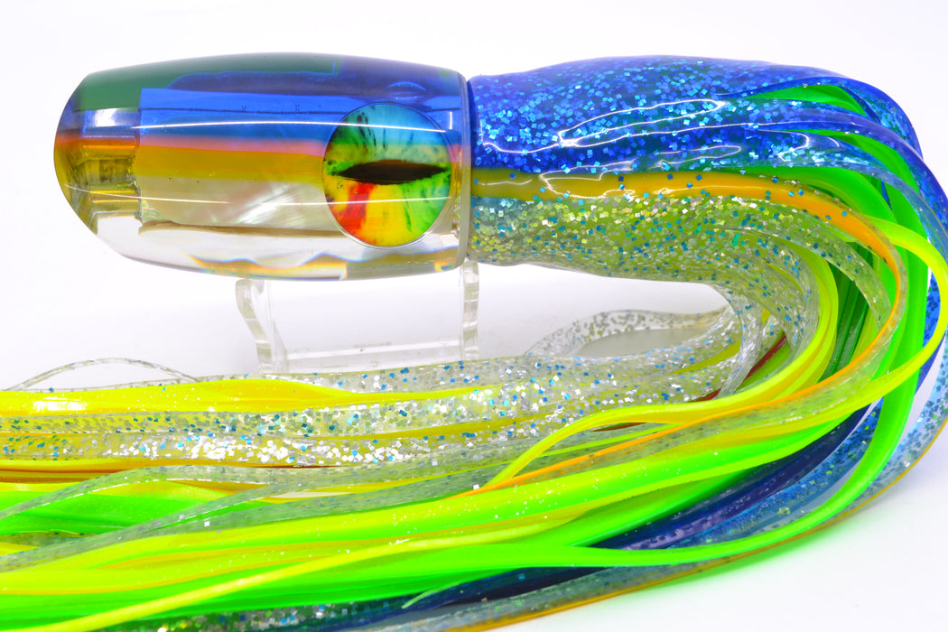 Coggin Lures White MOP Blue-Pink-Yellow Back 4-Hole Tado Mauna Loa Scoop 12" 9oz Skirted