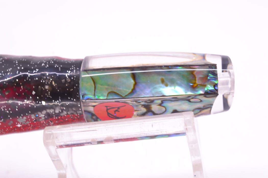 Bonze Lures Paua Shell Red Eyes Get Me Some of That 7" 3.4oz Skirted Black-Red-Purple