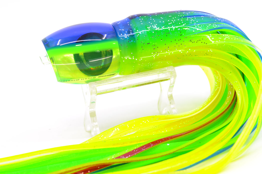 Moyes Lures Chartreuse MOP Blue-Green Back NEW Small Blaster 9" 4.5oz Skirted GZE