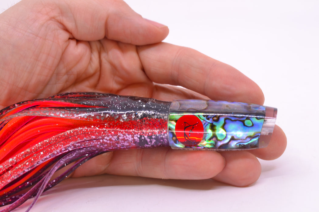 Bonze Lures Paua Shell Red Eyes Get Me Some of That 7" 3.4oz Skirted Black-Red-Purple