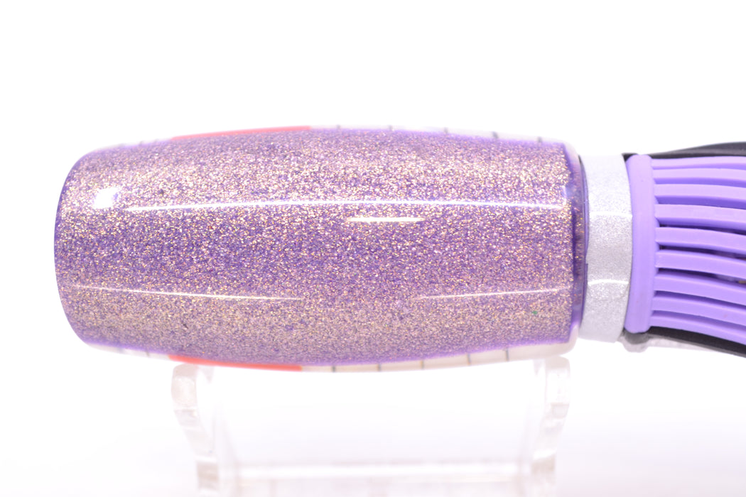 Amaral Lures White Iridescent Pearl Black Stripes Purple Back Red Eyes Caninana 11" 4oz