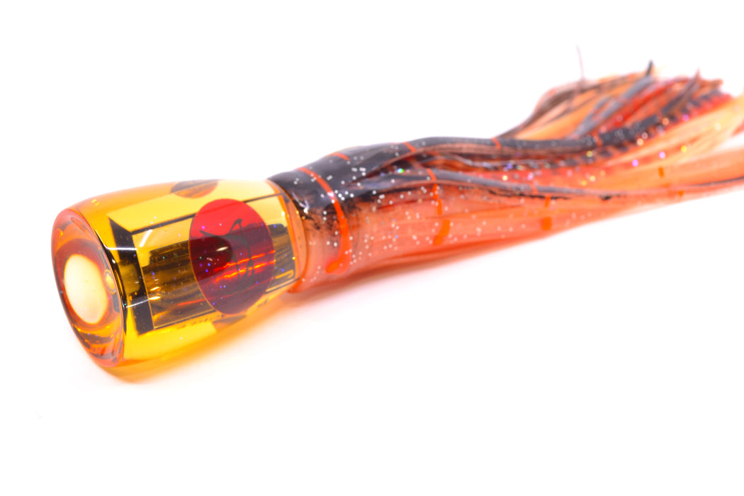 Bonze Lures Amber Mirrored Red Eyes D Shackle 9" 3.5oz Skirted Root Beer-Petrolero