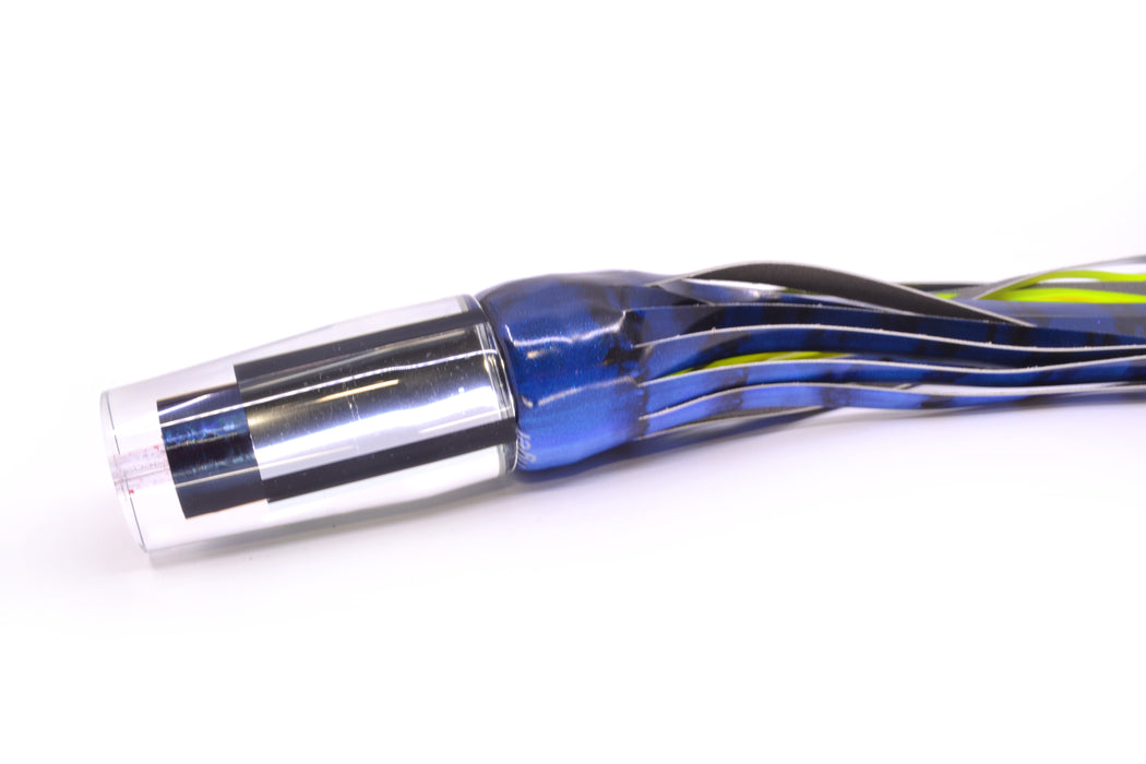 Aloha Lures Clear Mirrored Black Aurora Sundowner 14" 11.5oz FT Vinyl Blue Tiger