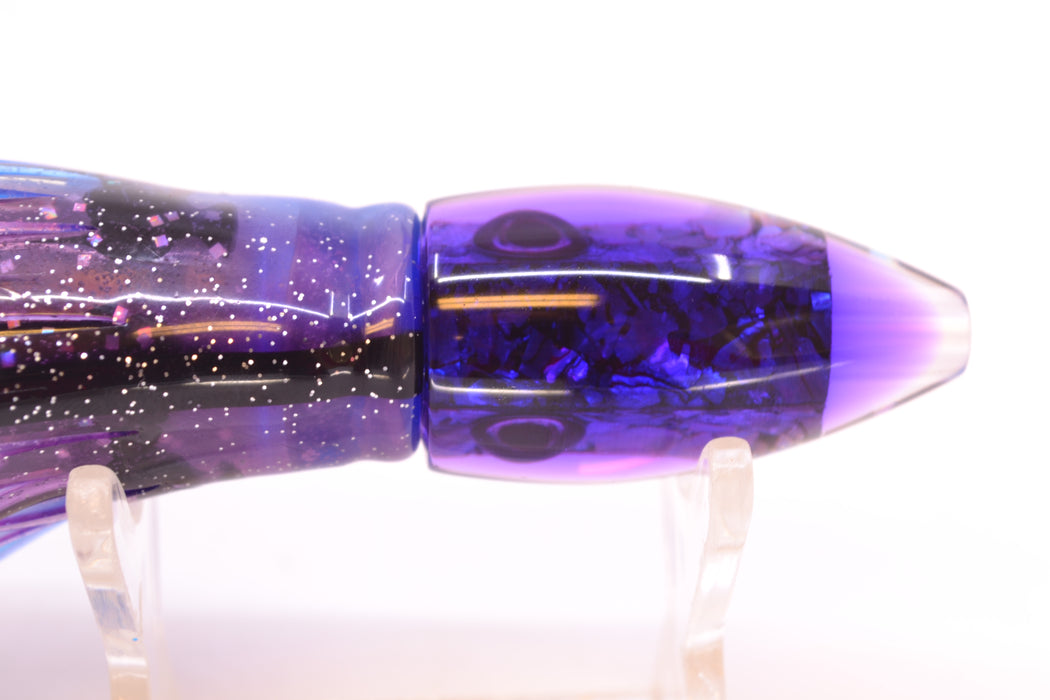 Moyes Lures S&P Purple Back Taxi Eyes Poon 5" 2oz Skirted Purple-Blue/Black