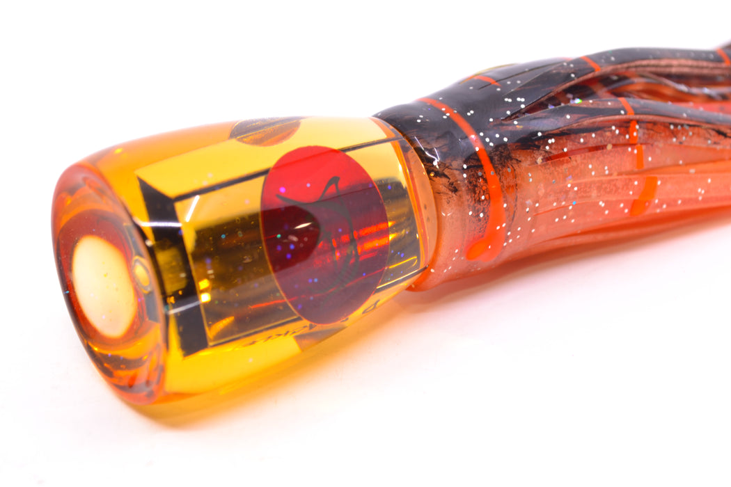 Bonze Lures Amber Mirrored Red Eyes D Shackle 9" 3.5oz Skirted Root Beer-Petrolero