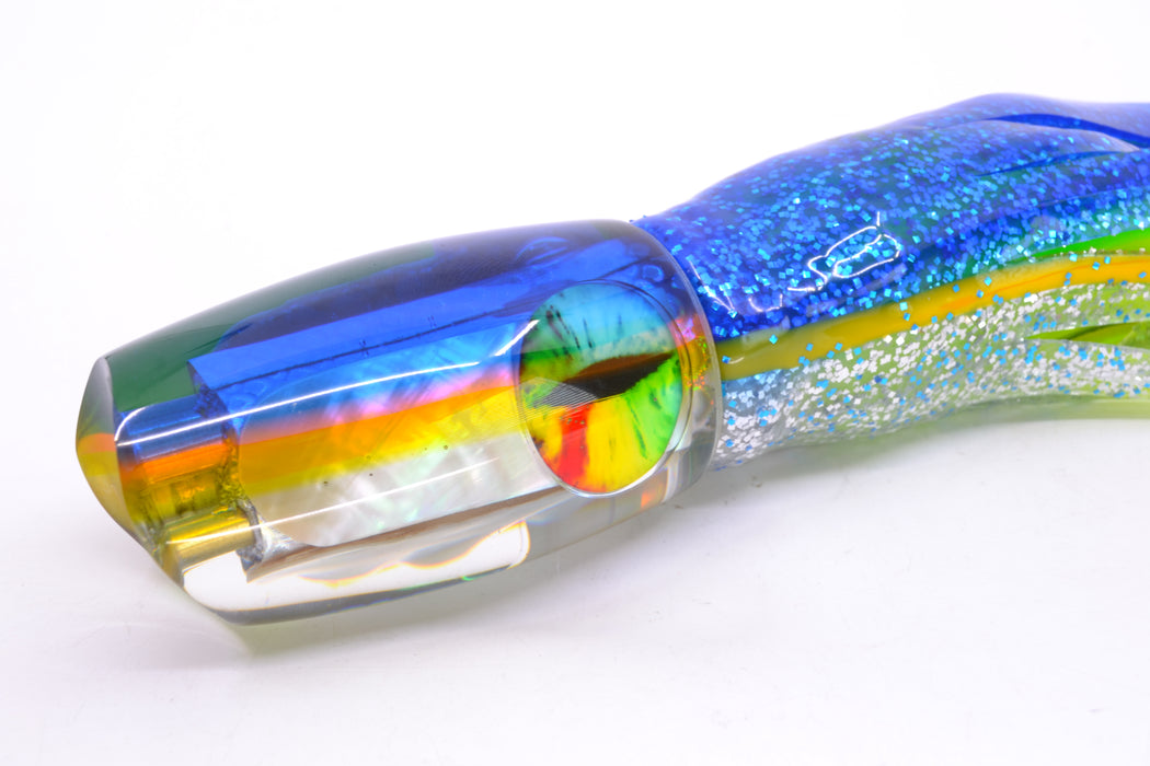 Coggin Lures White MOP Blue-Pink-Yellow Back 4-Hole Tado Mauna Loa Scoop 12" 9oz Skirted