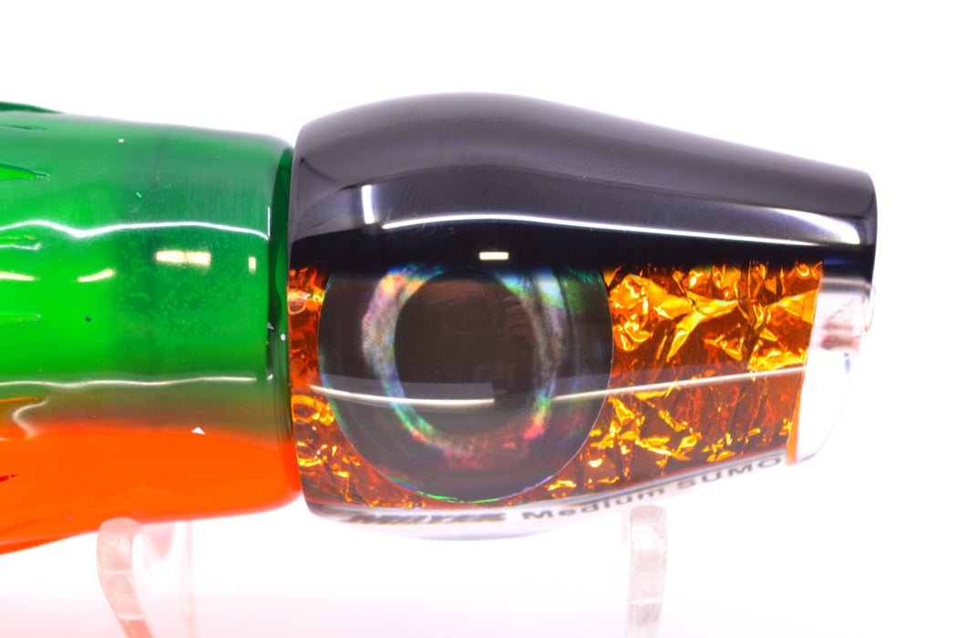 Moyes Lures Orange Dichro Black Back Taxi Eyes Medium Sumo 12" 6.8oz Skirted