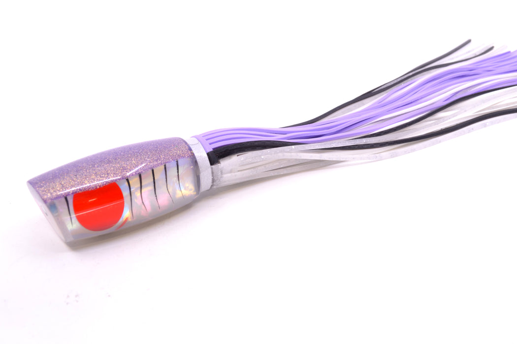 Amaral Lures White Iridescent Pearl Black Stripes Purple Back Red Eyes Caninana 11" 4oz