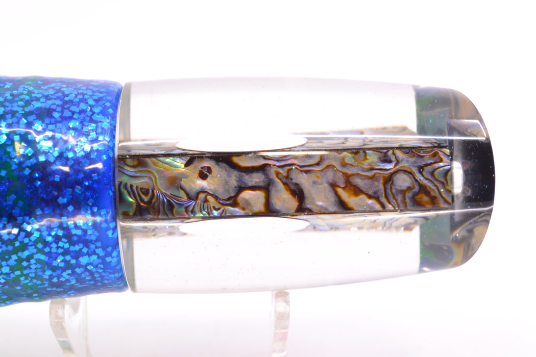 Bonze Lures Paua Shell Red Eyes Ballistic 12" 13.5oz Skirted Blue-Yellow-Silver