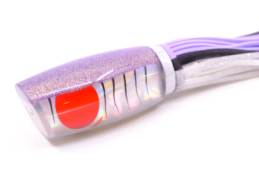 Amaral Lures White Iridescent Pearl Black Stripes Purple Back Red Eyes Caninana 11" 4oz