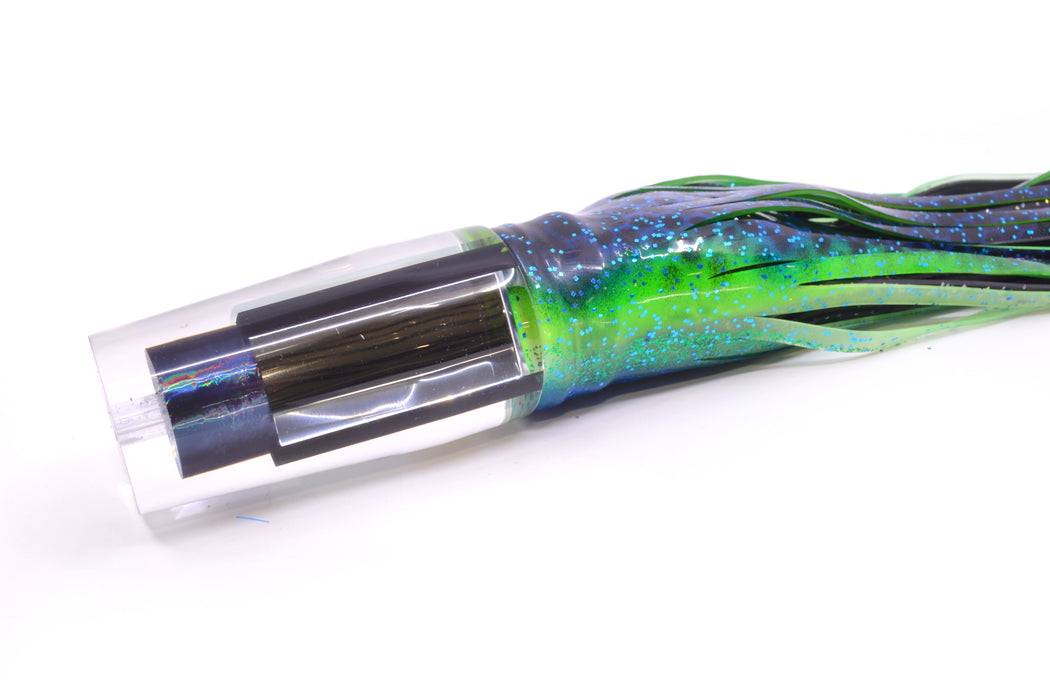 Aloha Lures Clear Mirrored Black Aurora Sundowner 14" 11.5oz Skirted Black Dots-Blue Dots