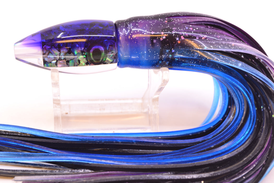 Moyes Lures S&P Purple Back Taxi Eyes Poon 5" 2oz Skirted Purple-Blue/Black