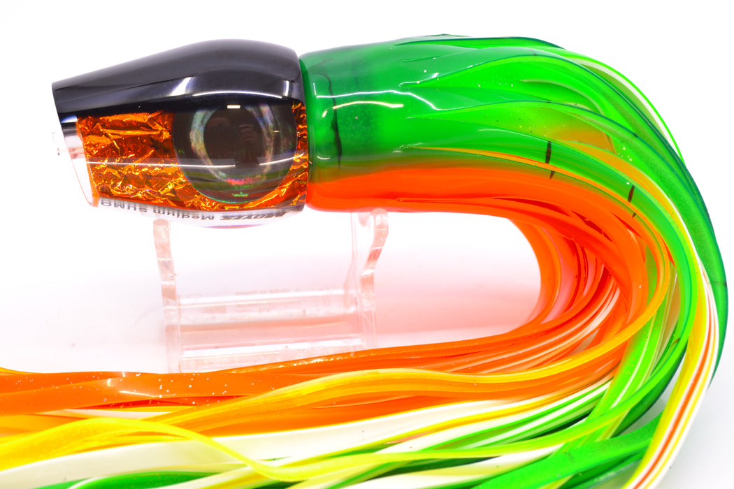 Moyes Lures Orange Dichro Black Back Taxi Eyes Medium Sumo 12" 6.8oz Skirted