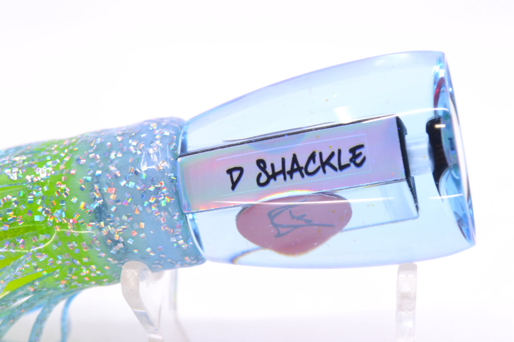Bonze Lures Ice Blue Mirrored Red Eyes D Shackle 9" 3.5oz Skirted Ice Blue/Rainbow