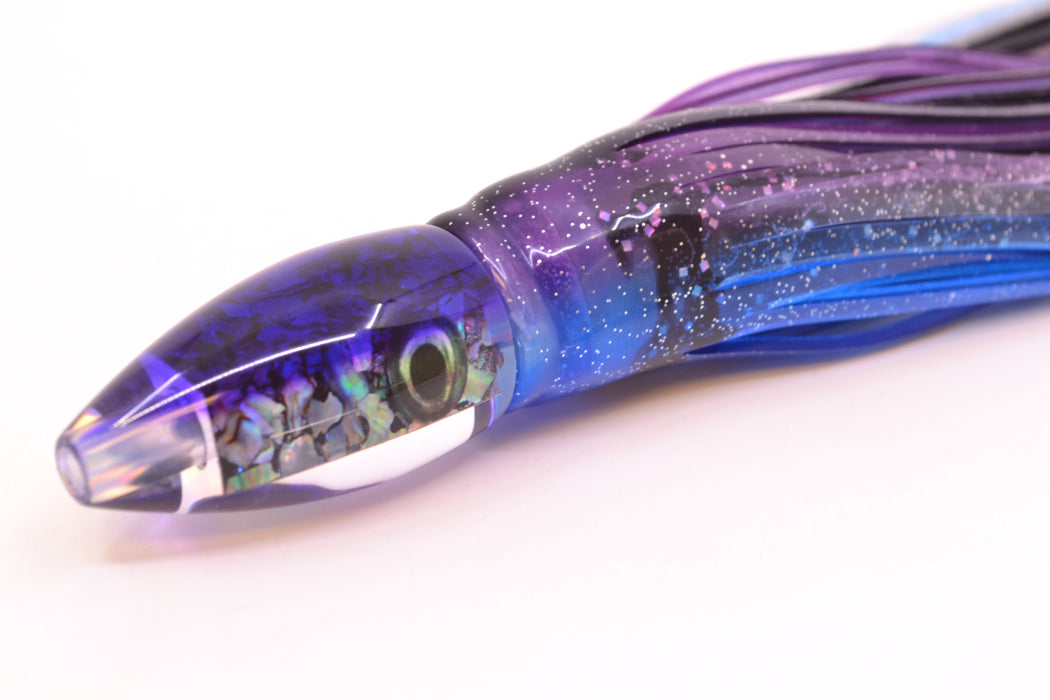 Moyes Lures S&P Purple Back Taxi Eyes Poon 5" 2oz Skirted Purple-Blue/Black