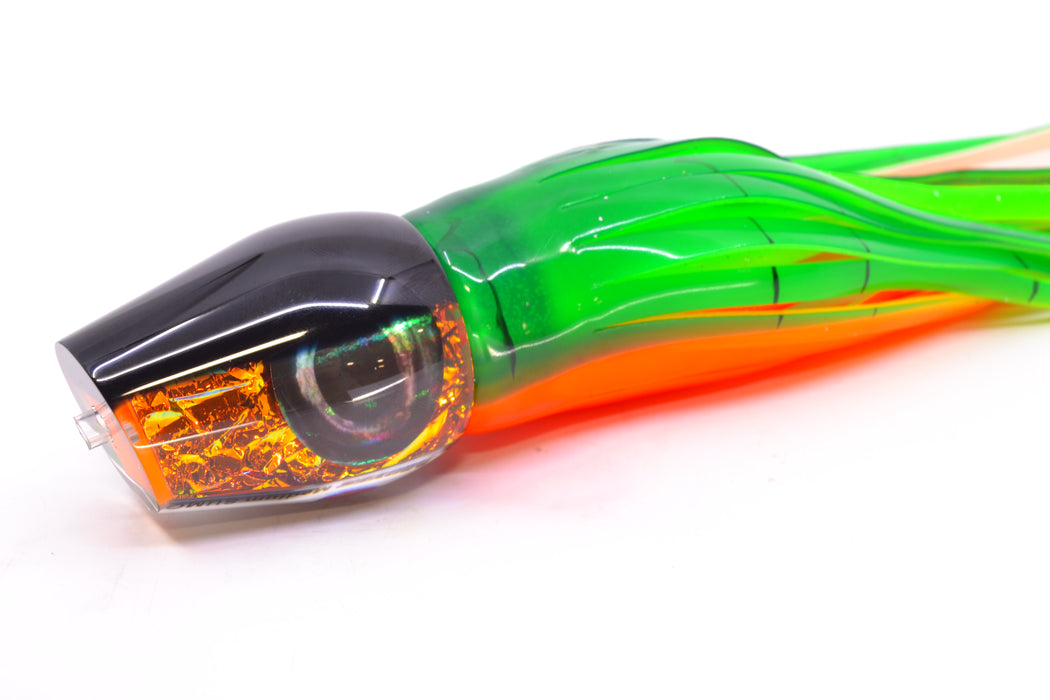 Moyes Lures Orange Dichro Black Back Taxi Eyes Medium Sumo 12" 6.8oz Skirted