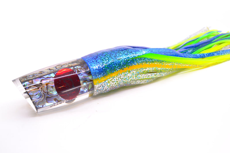 Bonze Lures Paua Shell Red Eyes Ballistic 12" 13.5oz Skirted Blue-Yellow-Silver