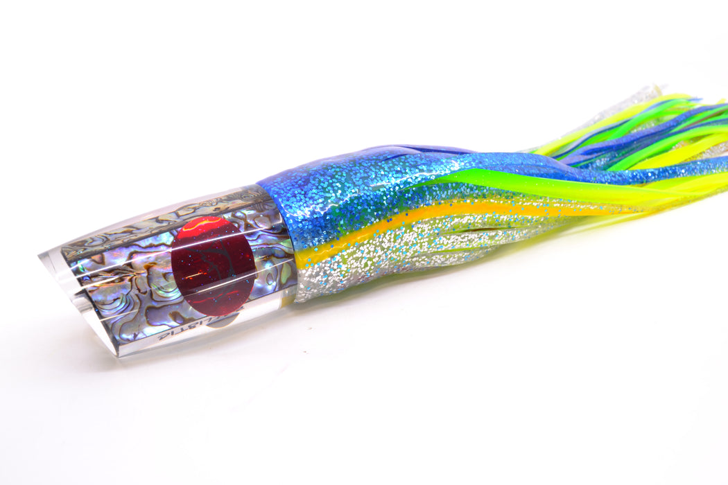 Bonze Lures Paua Shell Red Eyes Ballistic 12" 13.5oz Skirted Blue-Yellow-Silver