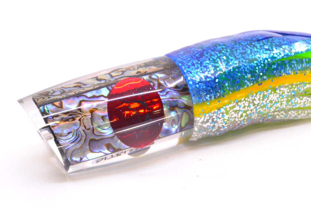 Bonze Lures Paua Shell Red Eyes Ballistic 12" 13.5oz Skirted Blue-Yellow-Silver