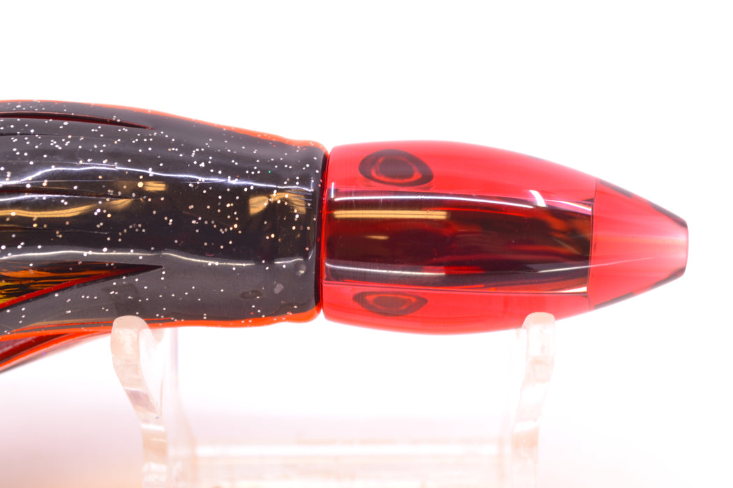 Moyes Lures Red Mirrored Taxi Eyes Poon 5" 2oz Skirted Black-Orange-Black & Red Bars