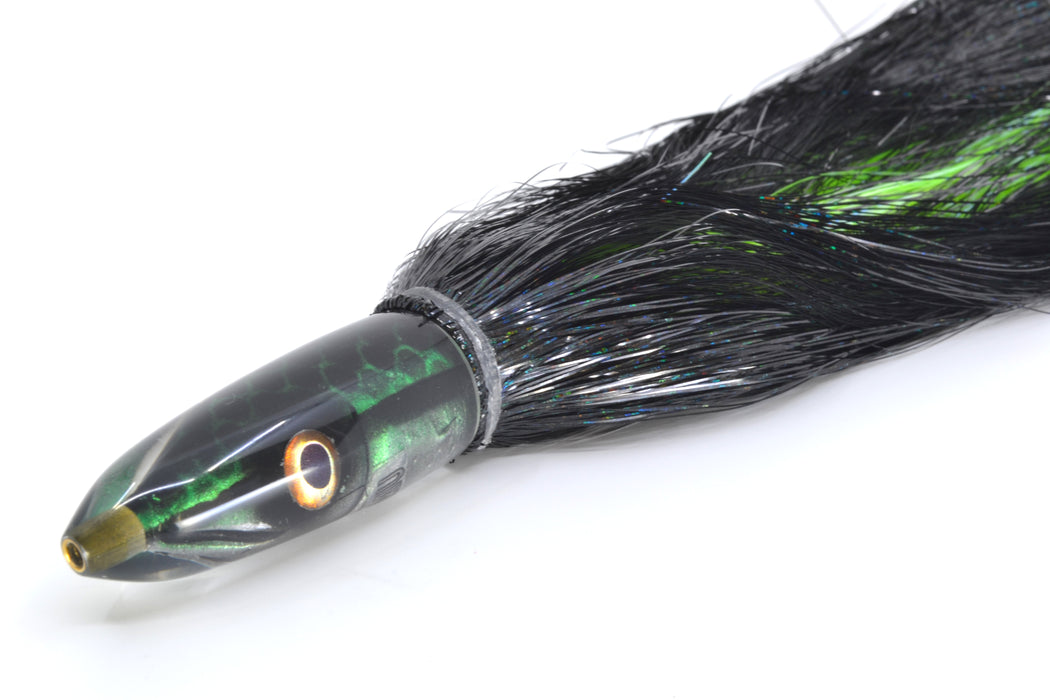 Tsutomu Lures Green Black Dots Fish Head Poke Bullet 6" 2.8oz Strobez Black GZE