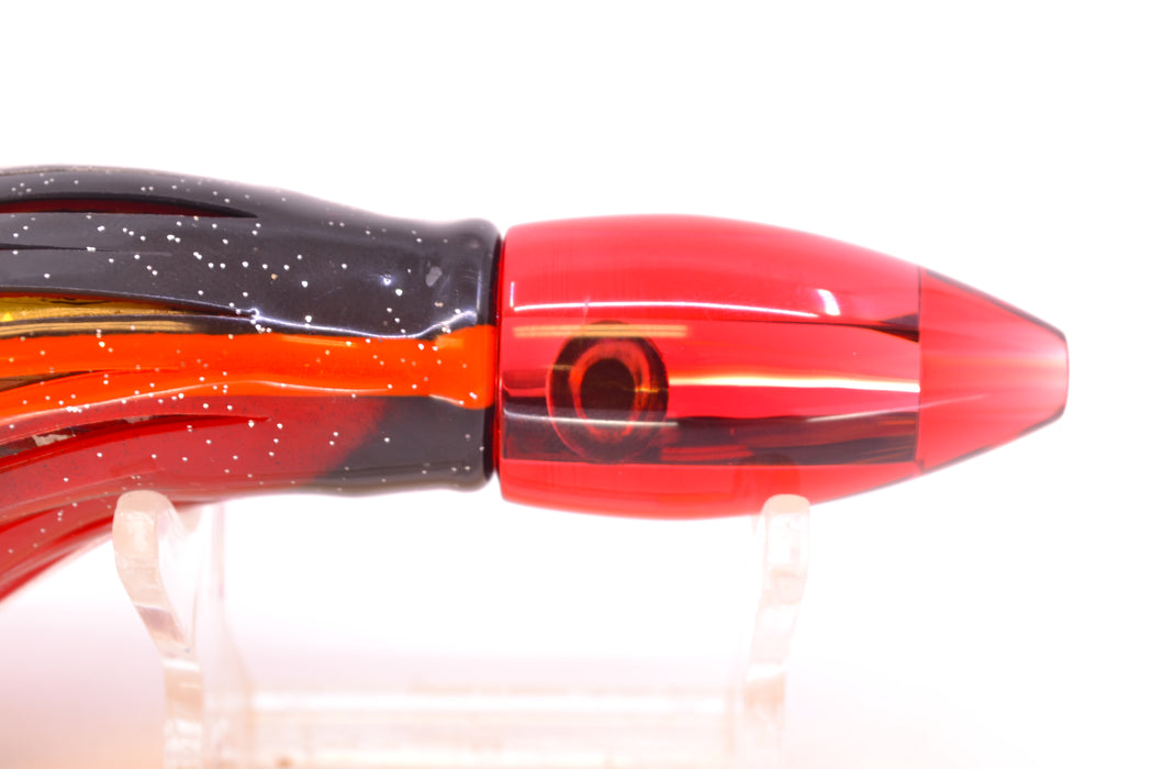 Moyes Lures Red Mirrored Taxi Eyes Poon 5" 2oz Skirted Black-Orange-Black & Red Bars