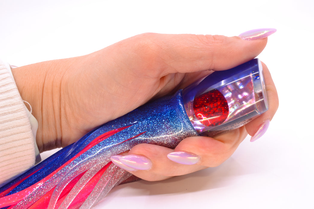 Marlin Magic Pink Awabi Blue Back Red Eyes Small Ruckus 9" 5oz Skirted Blue-Silver/Pink