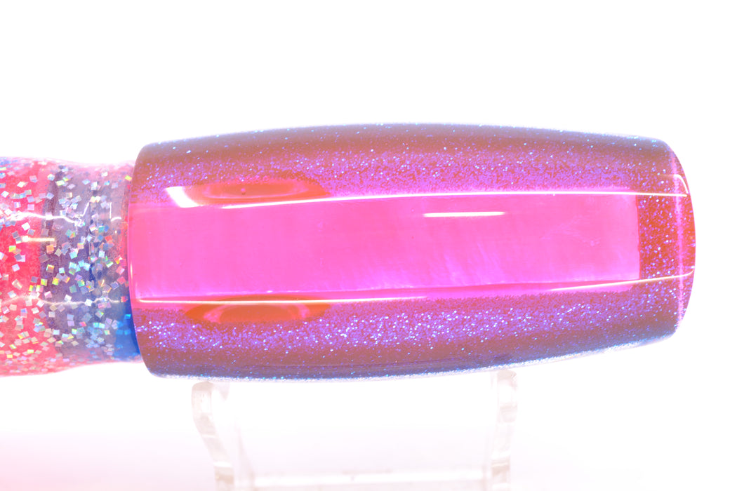 Moyes Lures White MOP Pink-Blue Back Red Eyes Medium Plunger 12" 7.5oz Skirted