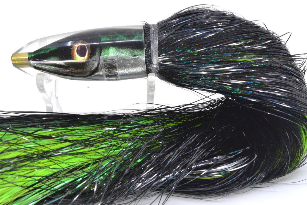 Tsutomu Lures Green Black Dots Fish Head Poke Bullet 6" 2.8oz Strobez Black GZE