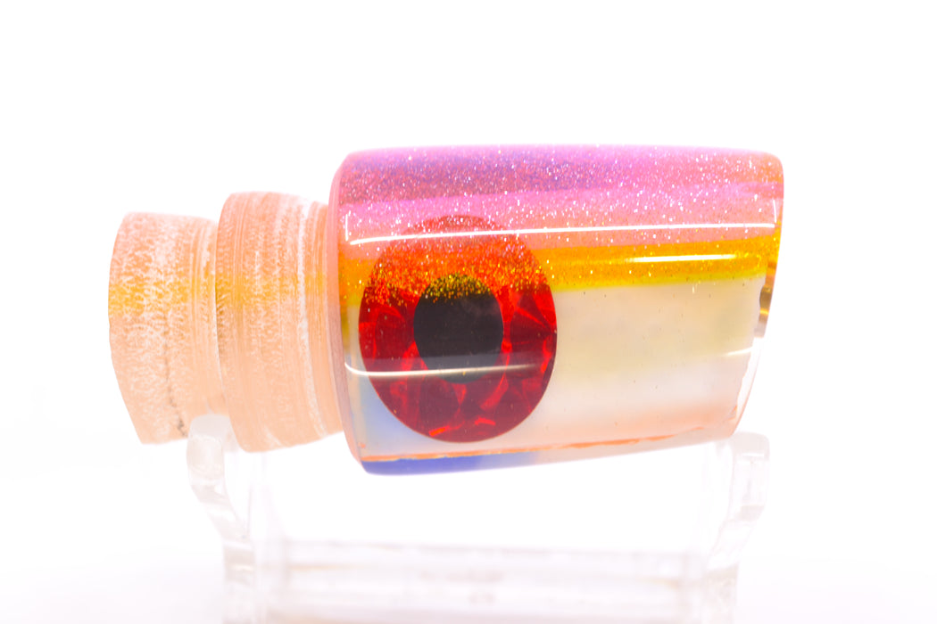 Coggin Lures White Rainbow Glass Pink-Yellow Back Small Slant Bogie 9" 1.3oz