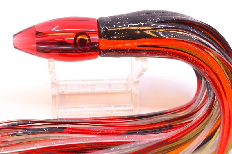 Moyes Lures Red Mirrored Taxi Eyes Poon 5" 2oz Skirted Black-Orange-Black & Red Bars