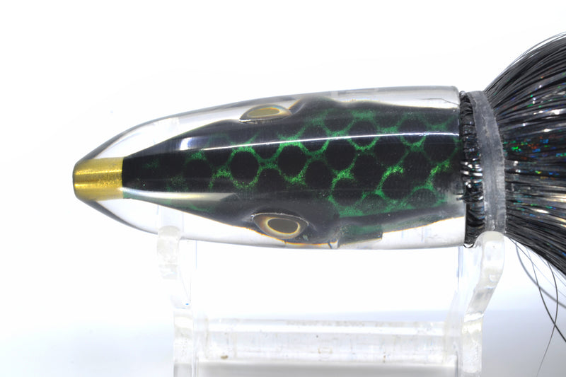Tsutomu Lures Green Black Dots Fish Head Poke Bullet 6" 2.8oz Strobez Black