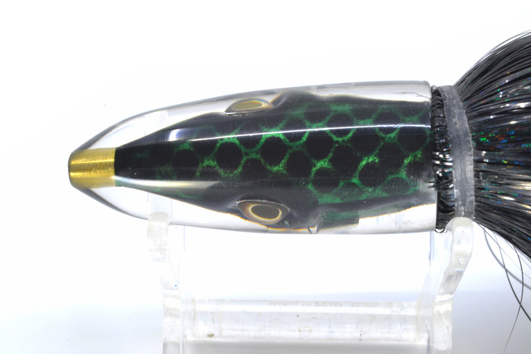 Tsutomu Lures Green Black Dots Fish Head Poke Bullet 6" 2.8oz Strobez Black GZE