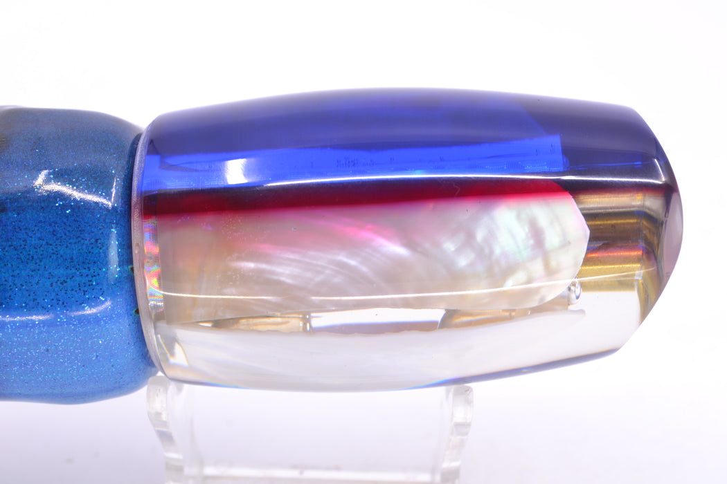 Coggin Lures White MOP Blue-Red Back 4-Hole Tado Mauna Loa Scoop 12" 11oz FT Vinyl