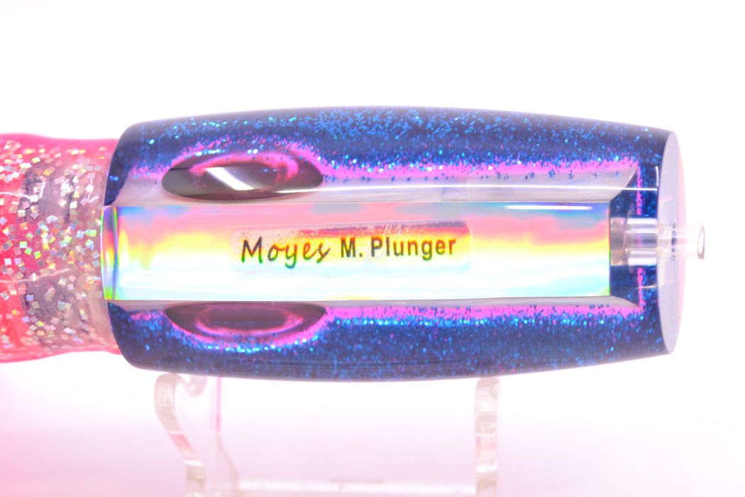 Moyes Lures White MOP Pink-Blue Back Red Eyes Medium Plunger 12" 7.5oz Skirted