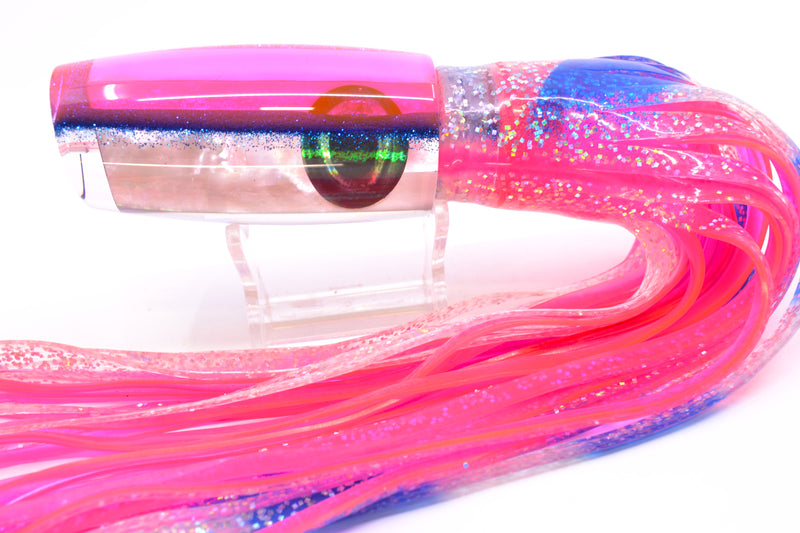 Moyes Lures White MOP Pink-Blue Back Red Eyes Medium Plunger 12" 7.5oz Skirted