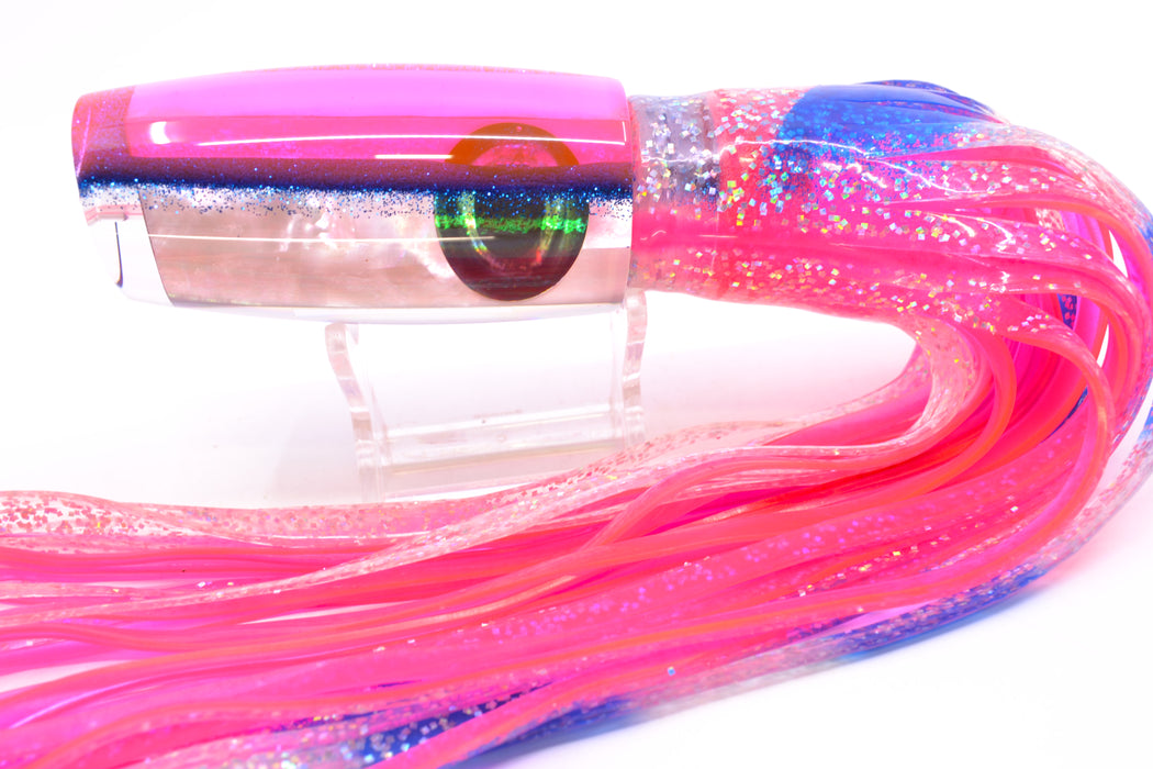 Moyes Lures White MOP Pink-Blue Back Red Eyes Medium Plunger 12" 7.5oz Skirted