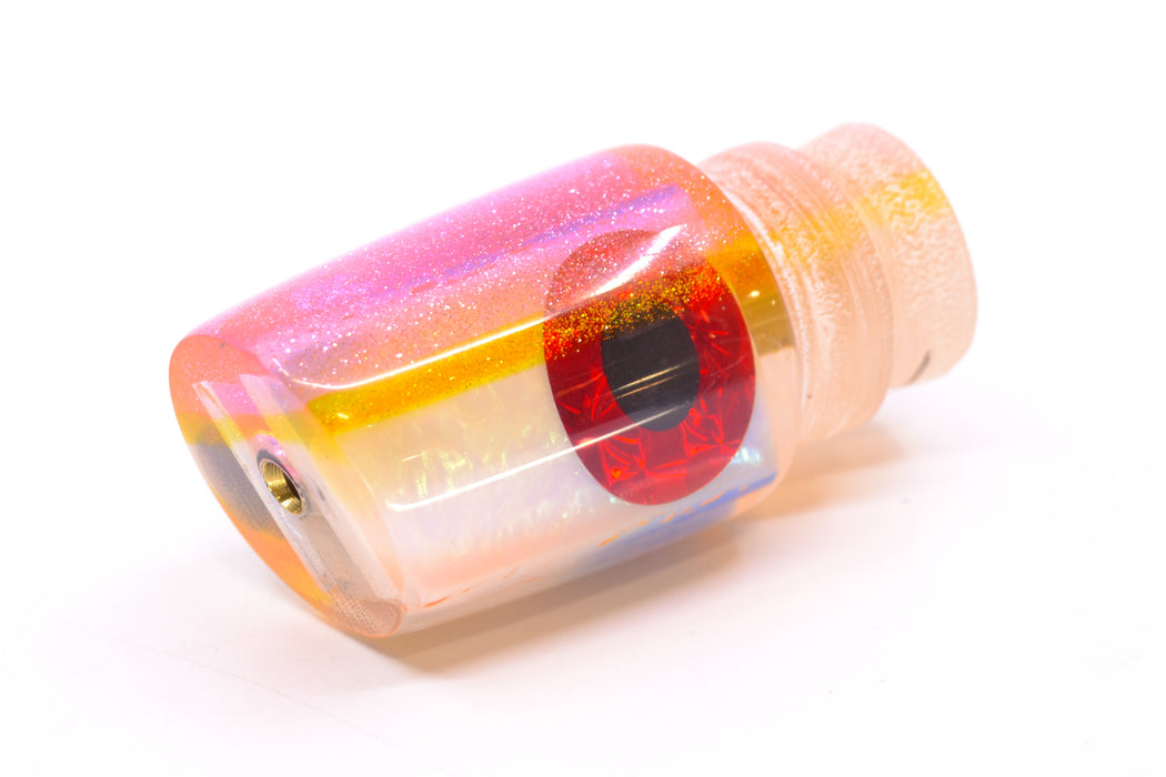 Coggin Lures White Rainbow Glass Pink-Yellow Back Small Slant Bogie 9" 1.3oz