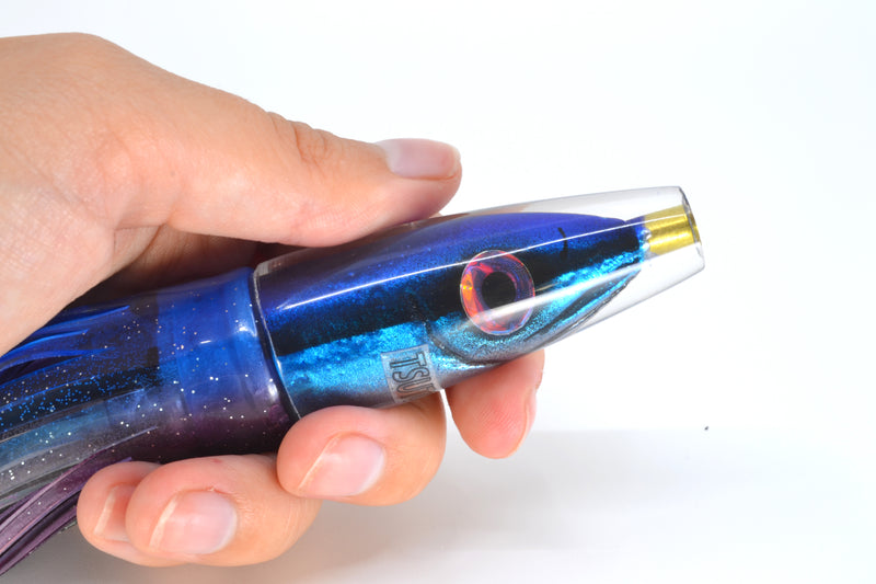 Tsutomu Lures "Hardline Aku" Fish Head Poke Invert 6" 3.2oz Skirted Blue-Purple GZE