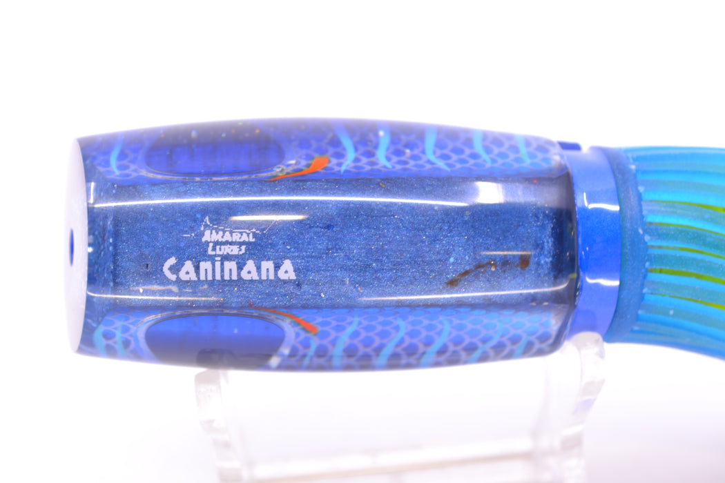 Amaral Lures Blue Pearl Rainbow Scale Ice Blue Stripes Blue Back Black Eyes Caninana 11" 4oz