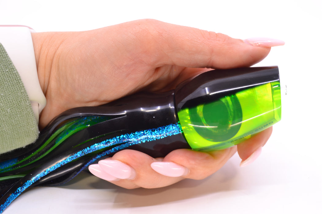 Moyes Lures Chartreuse MOP Black Back Medium Sumo 12" 6.8oz Skirted Yellowfin