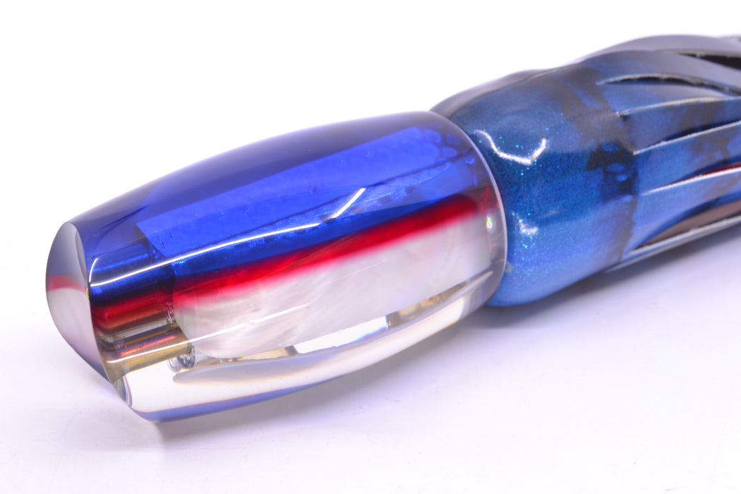 Coggin Lures White MOP Blue-Red Back 4-Hole Tado Mauna Loa Scoop 12" 11oz FT Vinyl