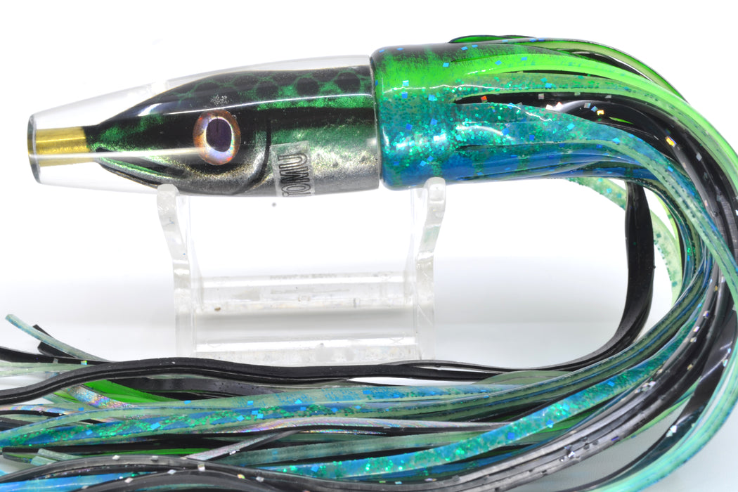Tsutomu Lures Green Black Dots Fish Head Poke Invert 6" 3.2oz Skirted Black Dots-Blue Dots GZE