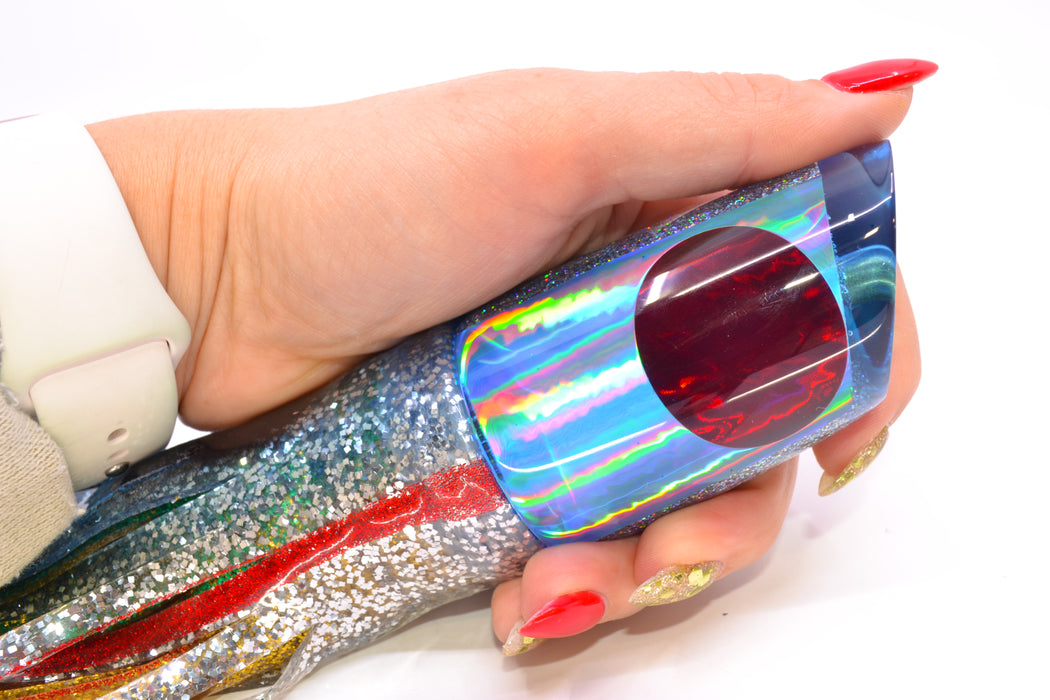 Koya Lures Ice Blue Rainbow Red Eyes Straight Runner 12" 9.5oz Skirted Evil