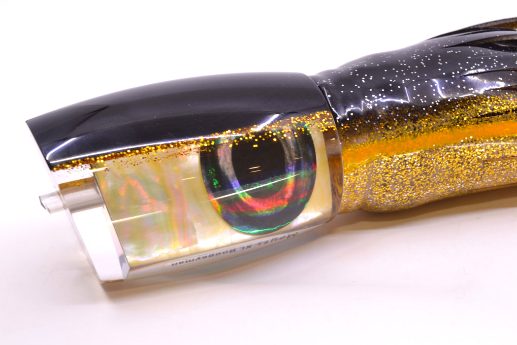 Moyes Lures Golden MOP Black-Gold Back XL Boogeyman 16" 14.4oz Skirted Black-Gold
