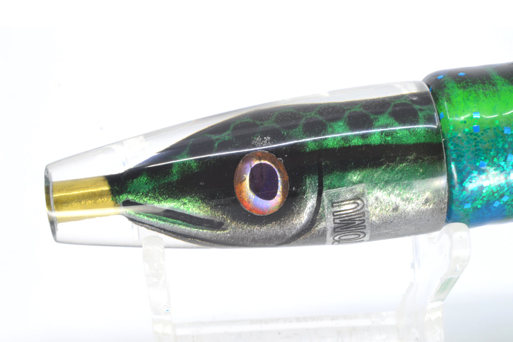 Tsutomu Lures Green Black Dots Fish Head Poke Invert 6" 3.2oz Skirted Black Dots-Blue Dots GZE