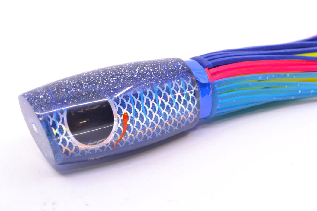 Amaral Lures Blue Pearl Rainbow Scale Ice Blue Stripes Blue Back Black Eyes Caninana 11" 4oz