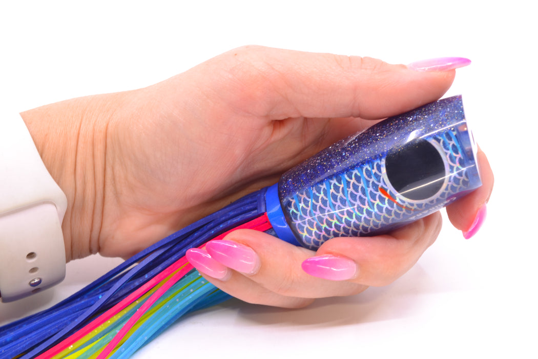 Amaral Lures Blue Pearl Rainbow Scale Ice Blue Stripes Blue Back Black Eyes Caninana 11" 4oz