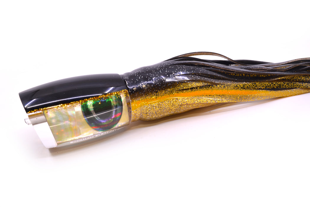 Moyes Lures Golden MOP Black-Gold Back XL Boogeyman 16" 14.4oz Skirted Black-Gold
